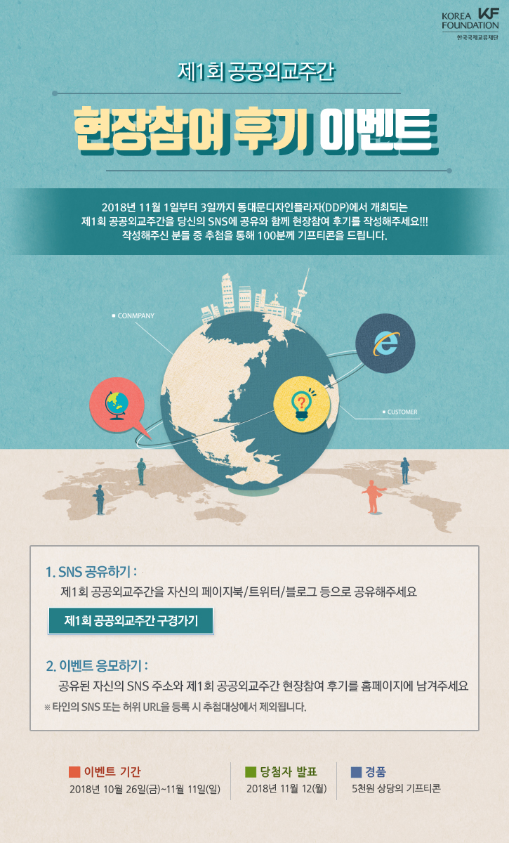 대체텍스트를 제공하는 제1회 공공외교주간 현장참여 후기 이벤트 큰 이미지