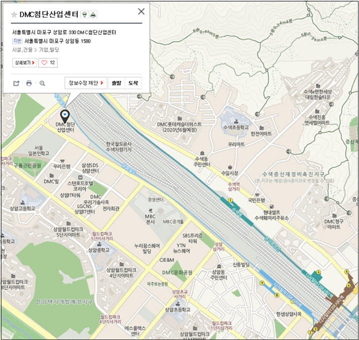 필기시험장 DMC첨단산업센터 지도